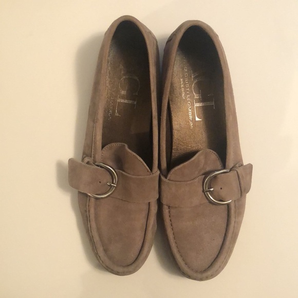 AGL Grey Suede Loafers w/ Buckle Sz 38 - Picture 2 of 9